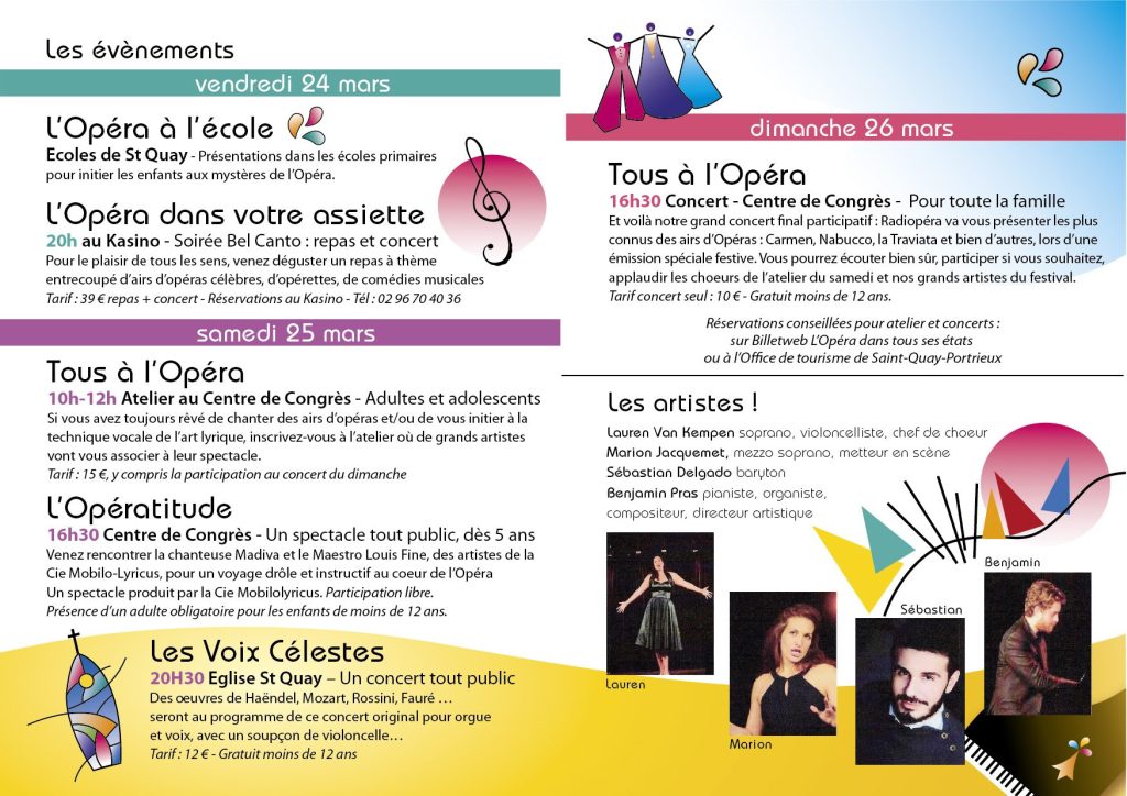 Programme jour par jour de la première édition du festival, mars 2023