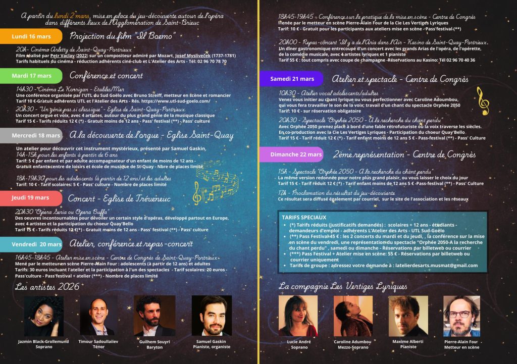 Programme jour par jour du festival L'Opéra dans tous ses états 2026